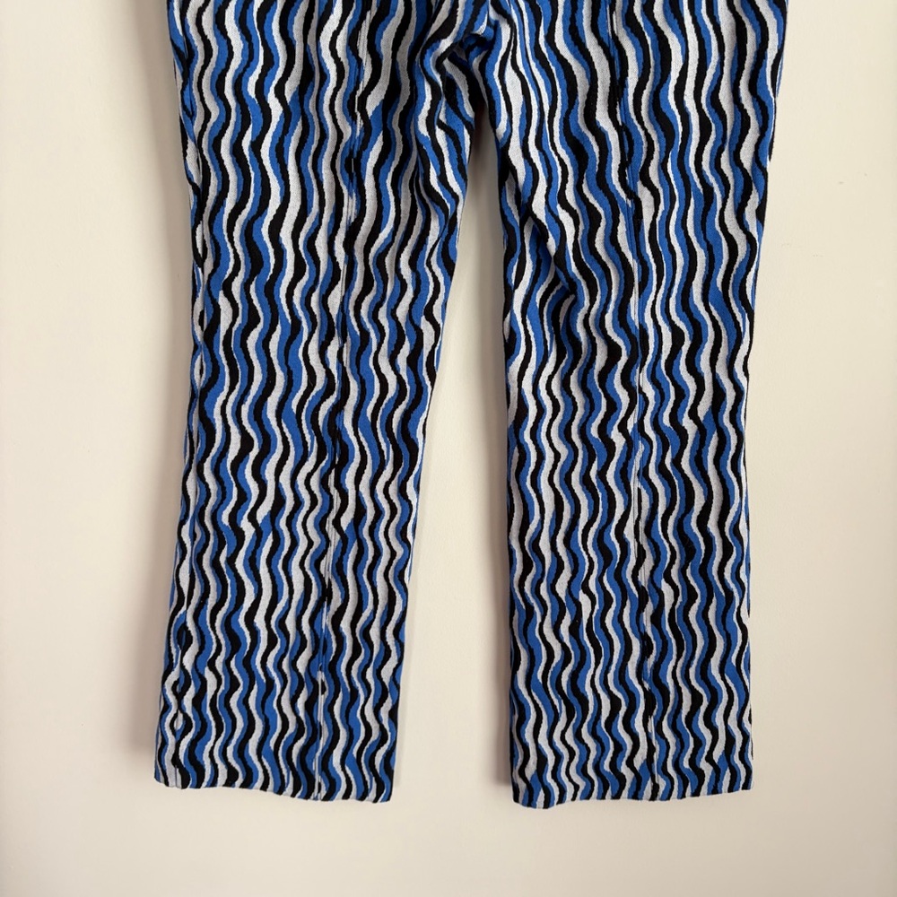 Maeve The Margot Cropped Kick Flare Pants Wavy Blue Stripe Motif - Picture 4 of 7